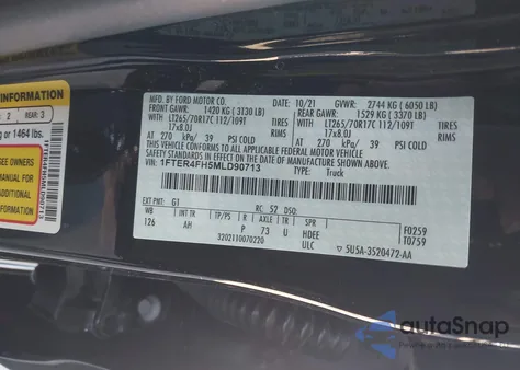 2021 Ford Ranger Xlt из США, поврежденный, VIN 1FTER4FH5MLD90713